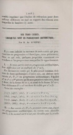 Sur trois carrés, lorsqu'ils sont en progression arithmétique.
