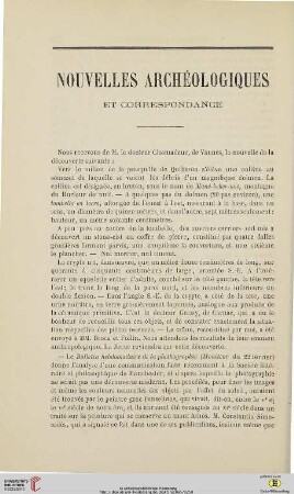Nouvelles archéologiques et correspondance