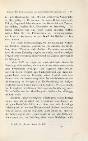 Die Vorbereitungen des niedersächsischen Kreises für den Reichstag des Jahres 1598