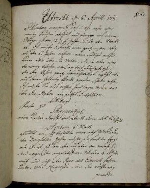 Utrecht/Arnhem/Duisburg/Düsseldorf/Köln 6. - 17. April 1711