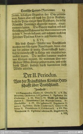 Der II. Periodus. Von der Fränckischen Könige Herrschafft über Teutschland