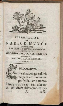 Dissertatio I. De Radice Mvngo