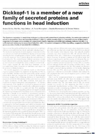 Dickkopf-1 is a member of a new family of secreted proteins and functions in head induction