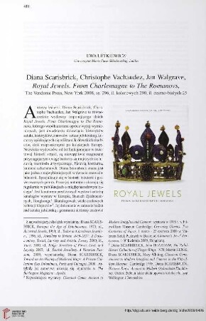 71: [Rezension von: Diana Scarisbrick, Christophe Vachaudez, Jan Walgrave, Royal jewels]