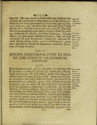 Cap. II. Species Debitorum, Pure Ex Feudis Jure Communi Soluendorum, Exhibens