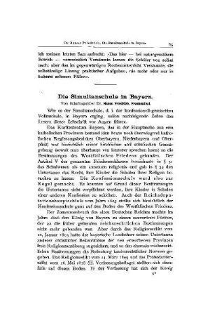 Die Simultanschule in Bayern