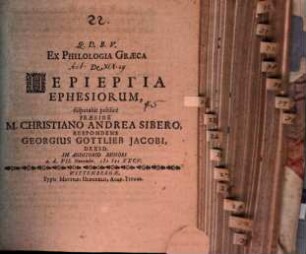 Ex philologia Graeca, de periergia Ephesiorum