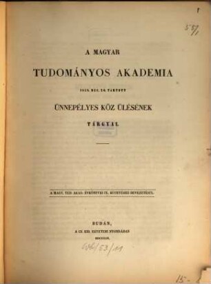 A Magyar Tudományos Akadémia évkönyvei. 9. 1858/59 (1860)