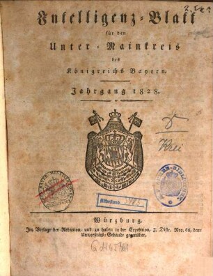 Intelligenzblatt für den Unter-Mainkreis des Königreichs Bayern. 1828