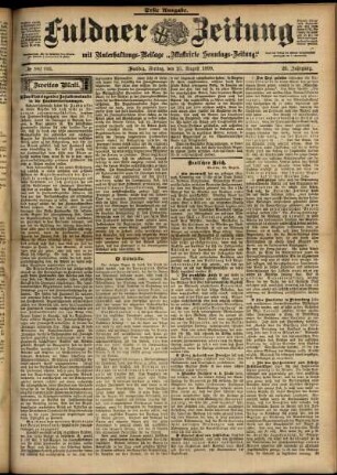 Zweite Ausgabe vom Freitag, den 25. August 1899.
