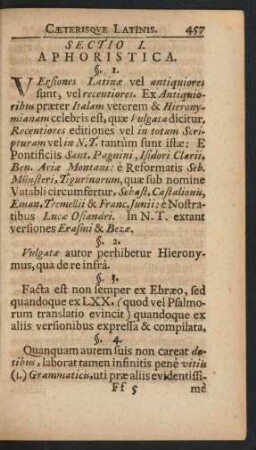 Sectio I. Aphoristica