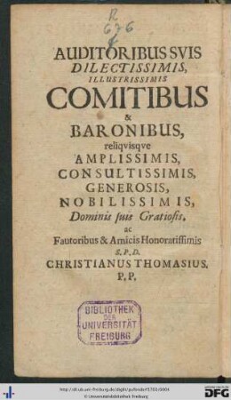 Auditoribus Suis Dilectissimis, Illustrissimis Comitibus Et Baronibus ...