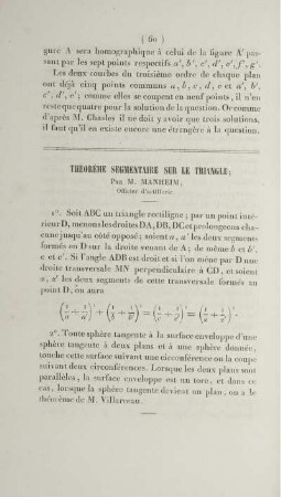 Théorème segmentaire sur le triangle.
