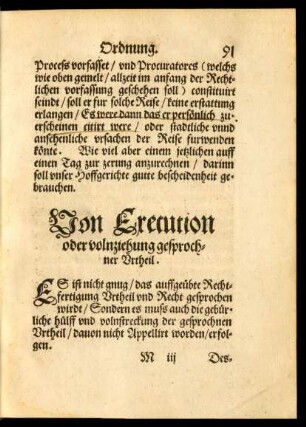 Von Execution oder volnziehung gesprochener Urtheil.