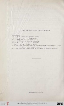 Berichtigungen zum I. Bande