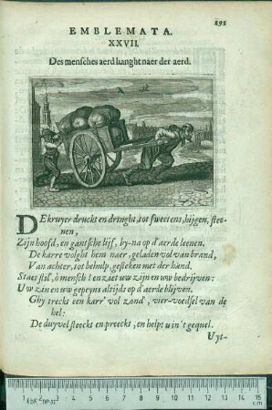 Emblemata. XXVII. Des mensches aerd hanght naer der aerd.