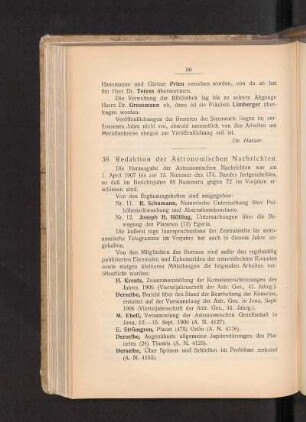 39. Redaktion der Astronomischen Nachrichten.