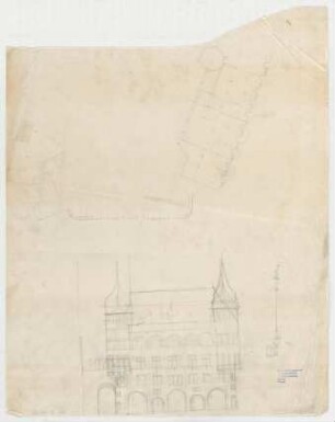 Thiersch, Friedrich von; Dresden (Sachsen); Rathaus - Teilgrundriss, Teilansicht