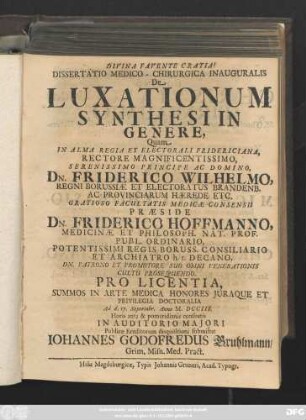 Dissertatio Medico-Chirurgica Inauguralis De Luxationum Synthesi In Genere