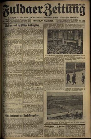 Erste Ausgabe vom Mittwoch, den 13. August 1930.