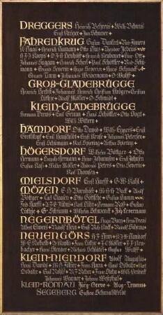 Gedenktafeln für die im ersten Weltkrieg Gefallenen der Kirchengemeinde Segeberg —