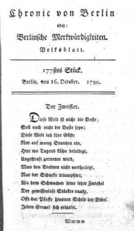 177stes Stück, Berlin, den 16. October. 1790