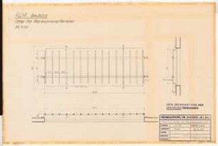 Reichsluftfahrtministerium, Berlin Baubüro im Baugelände: Plankammer: Fenstergitter Ansicht, Schnitt, Grundriss 1:10