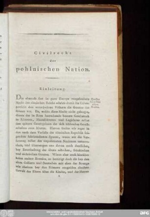Civilrecht der pohlnischen Nation.