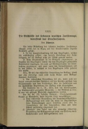 XXIX. Die Beschlüsse des siebenten deutschen Juristentags, betreffend das Strafverfahren