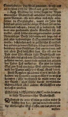 Regulen Der Bruderschafft und Verbundnus oder Confœderation des Heiligen Joannis Nepomuceni