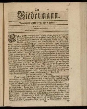 Viertzigstes Blatt 1728 den 2 Februar