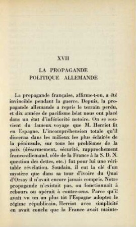 XVII La propagande politique allemande