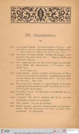 XIV. Glasmalereien (Nr. 1079-1102)