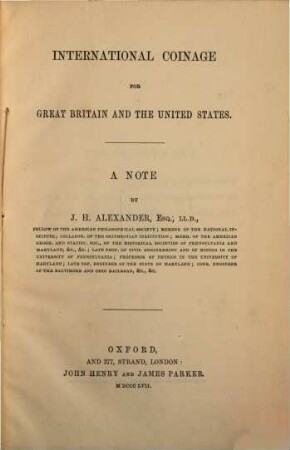 International coinage for Great Britain and the United States