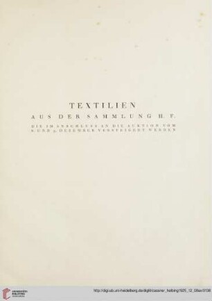 Textilien aus der Sammlung H. F. (Nr. 1-67)