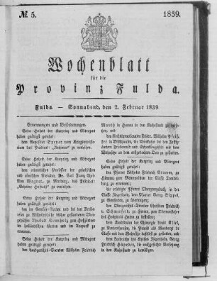 No. 5, Ausgabe vom 2. Februar 1839