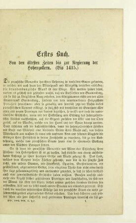 Erstes Buch. Von den ältesten Zeiten bis zur Regierung der Hohenzollern. (Bis 1415)