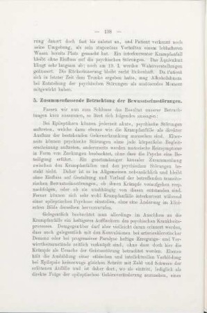 5. Zusammenfassende Betrachtung der Bewusstseinsstörungen.