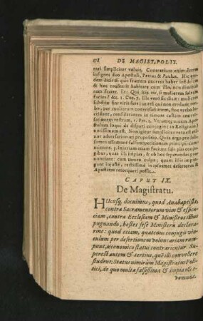 Caput IX. De Magistratu.