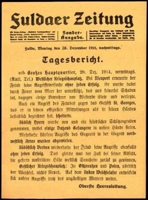 Zweite Ausgabe vom Montag, den 28. Dezember 1914.