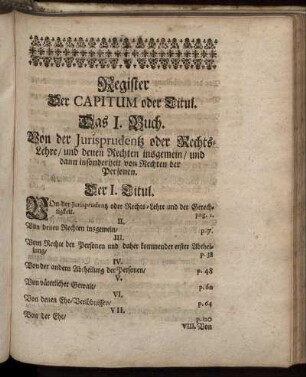 Register Der Capitum oder Titul.