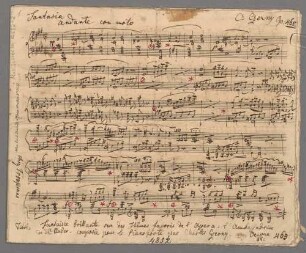 Fantaisie brillante sur des thêmes favoris de l'opéra L'ambassadrice de D. F. E. Auber, pf, op. 465, A-Dur - BSB Mus.Schott.Ha 4652-2 : [title on foot of f.1 recto:] Titel: Fantaisie brillante sur des thêmes favoris de l'Opéra: l'Ambassadrice // de M_r Auber. composèe pour le Pianoforte par Charles Czerny. Oeuvre FRZ 465