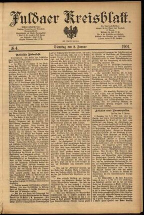 Ausgabe vom Dienstag, den 08. Januar 1901.