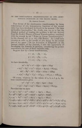 On the simultaneous transformation of two homogeneous functions of the second order.