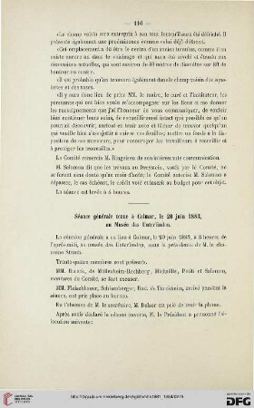 Séance générale tenue à Colmar, le 20 juin 1883, au Musée des Unterlinden