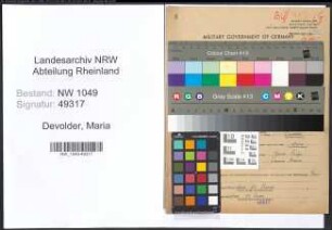 Entnazifizierung Maria Devolder , geb. 14.10.1901 (Geschaeftsfuehrer)