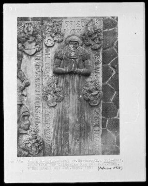Grabstein der Catharina Rau, geborene von der Than (gestorben am Sonnabend vor Johannes Baptista 1551)