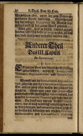 Das III. Capitel. De Inventione.