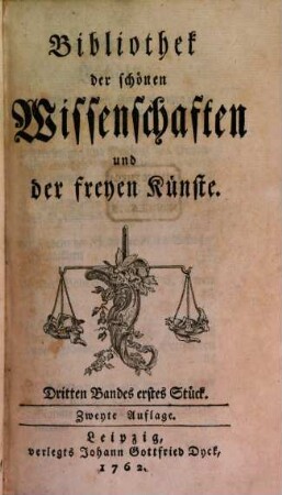 Bibliothek der schönen Wissenschaften und der freyen Künste. 3. 1762