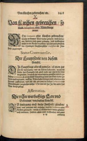 X. Von Kirchen gebreuchen/ so man Adiaphora oder Mitteldinge nennet.
